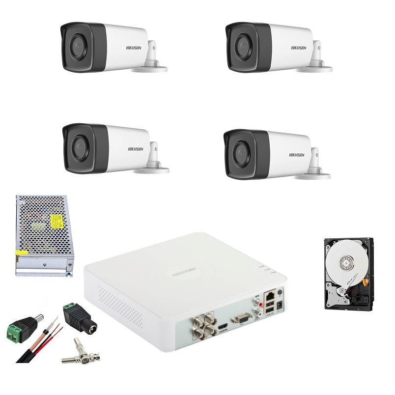 Kit supraveghere profesional 5MP, calitate inalta a imaginii, vizualizare nocturna pana la 40m, accesoriii montaj incluse, HDD 1TB, live telefon