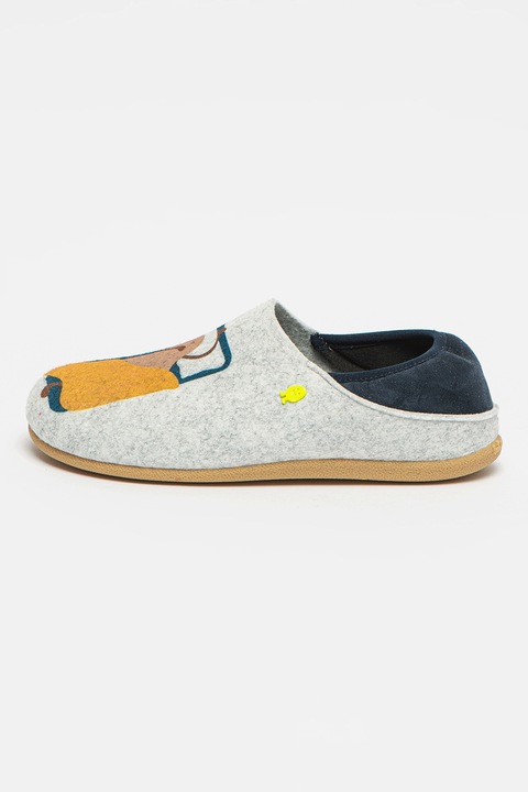 Hot Potatoes, Papuci de casa din fetru cu branturi detasabile, Gri/Bleumarin