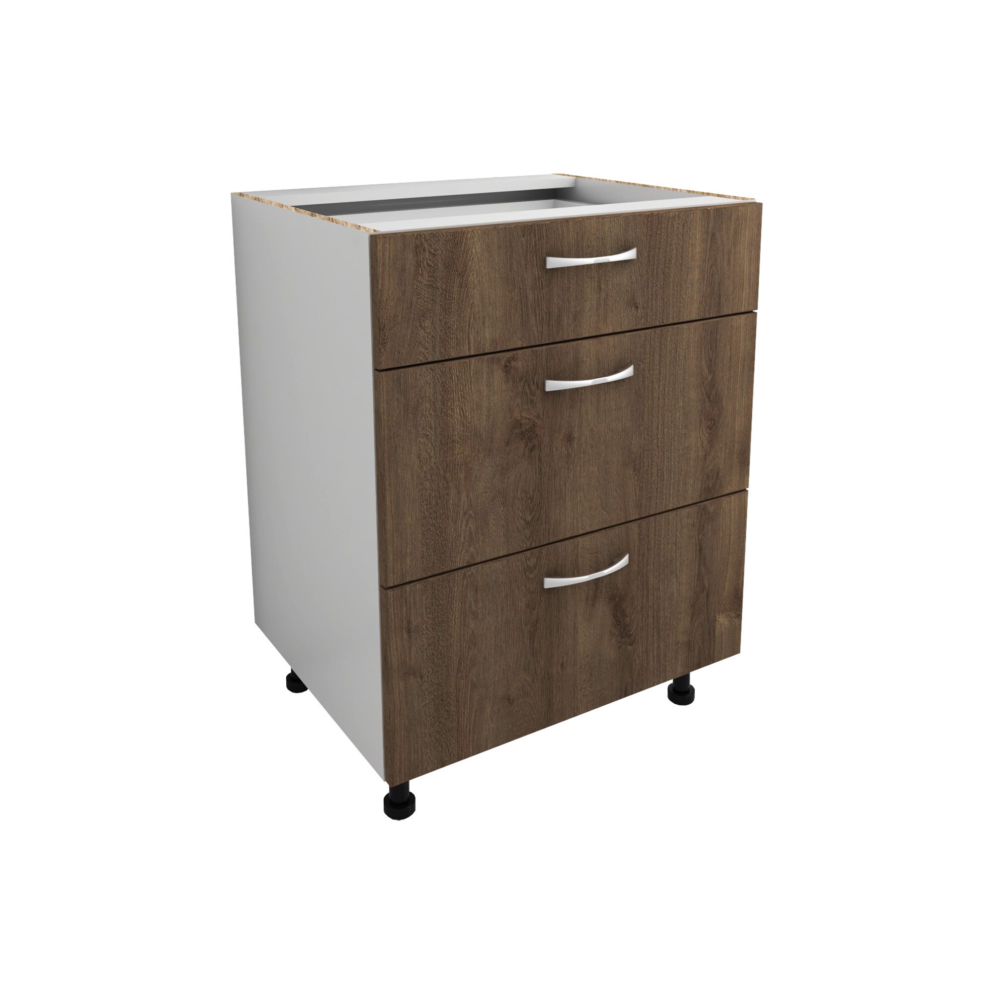 Corp Baza 3 Sertare, Alb/Stejar Bronz, 60 x 50 x 80 cm