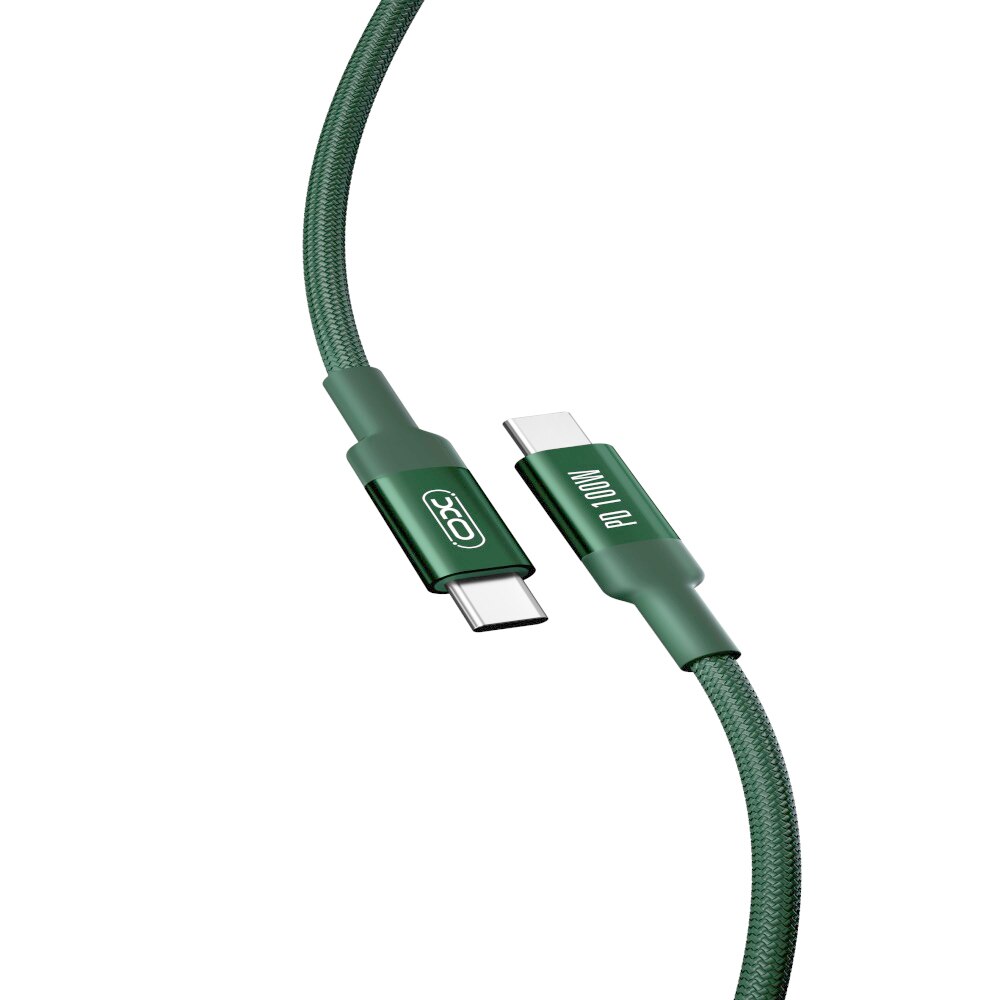 Cablu de date XO, USB-C - USB-C, 1 m, Verde