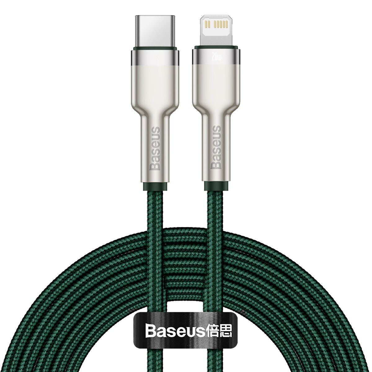 Cablu de date Baseus, USB-C - Lightning, 2 m, Verde