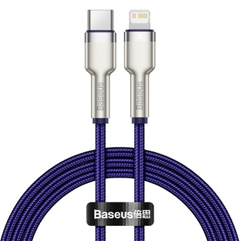 Cablu de date Baseus, USB-C - Lightning, 1 m, Mov Cablu de date Baseus, USB-C - Lightning, 1 m, Mov