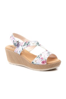 Sandale Dama din piele naturala cu model de flori Jam, Alb Sandale Dama din piele naturala cu model de flori Jam, Alb