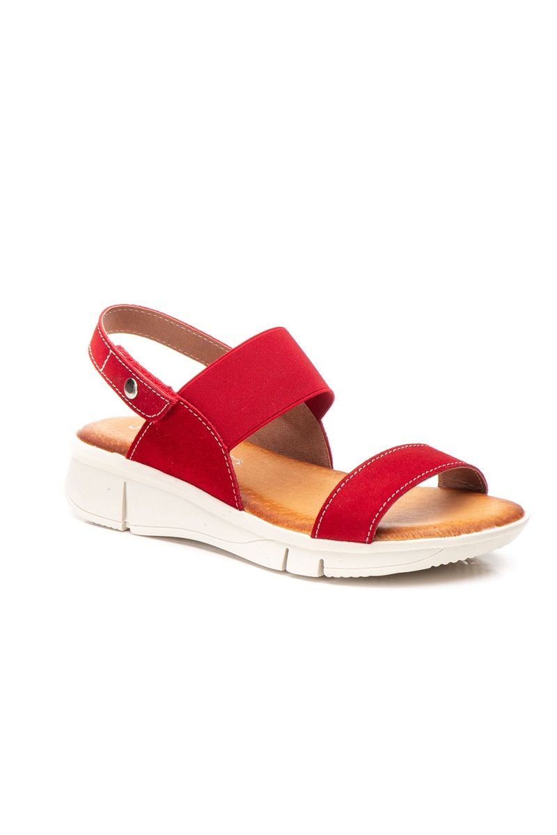 Sandale Dama din piele nappa si elastic Jam, Rosu