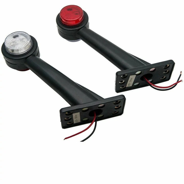 Комплект от 2 броя led габаритни лампи 12v-24v, червени+бели, гъвкаво рамо 19 см