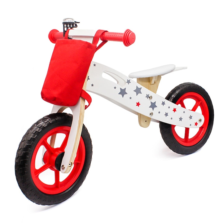 Star Ride lábbal hajtható fa kerékpár pedálok nélkül, piros