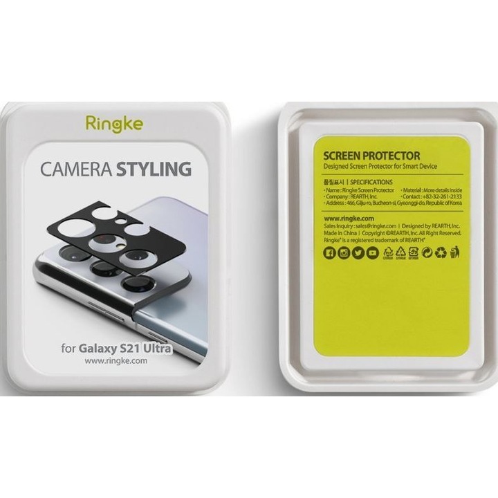 Протектор Ringke Camera Styling за Samsung Galaxy S21 Ultra 5G, черен (ACCS0019)