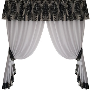 Perdea Decorint confectionata, Alb, gri cu model baroc, 300 x 150 Perdea Decorint confectionata, Alb, gri cu model baroc, 300 x 150