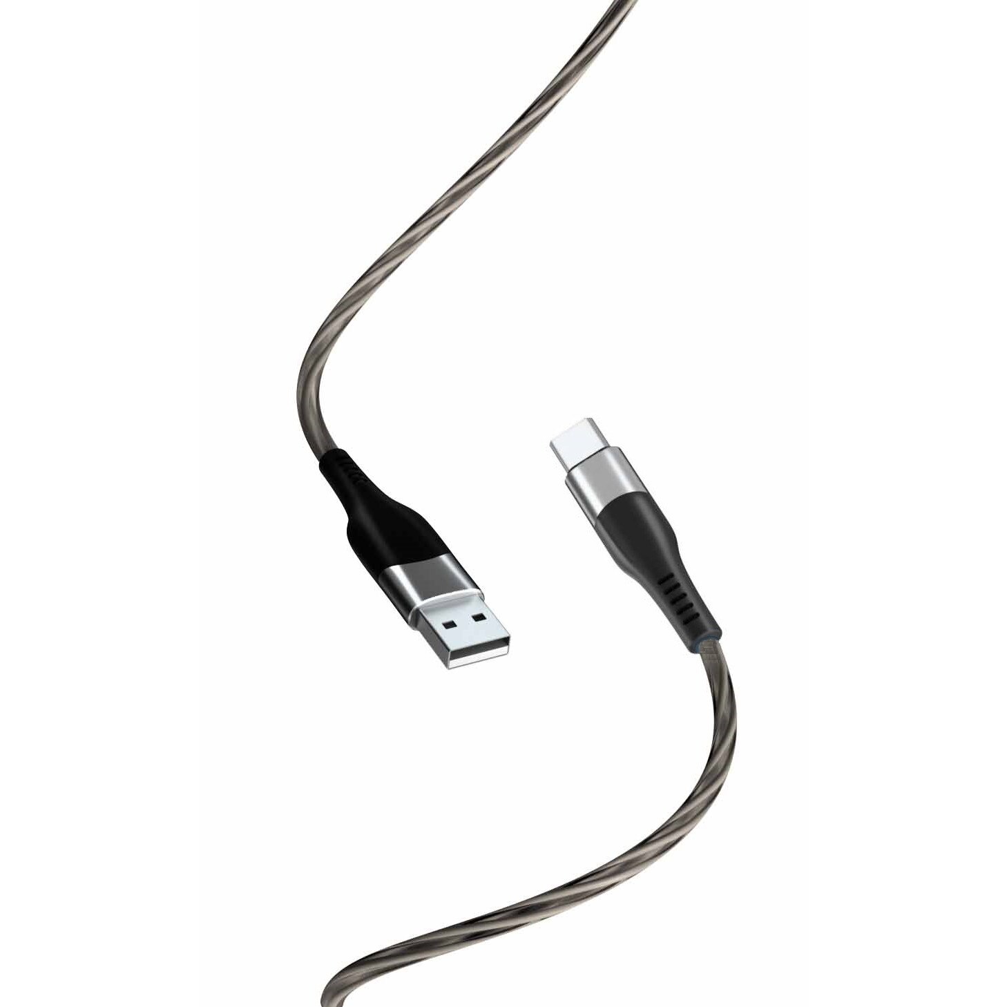 Cablu de date XO, USB - USB-C, 1 m, Gri
