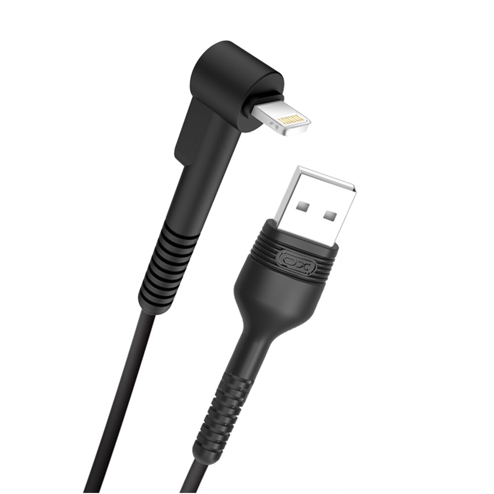 Cablu de date XO, USB - Lightning, 0.8 m, Negru