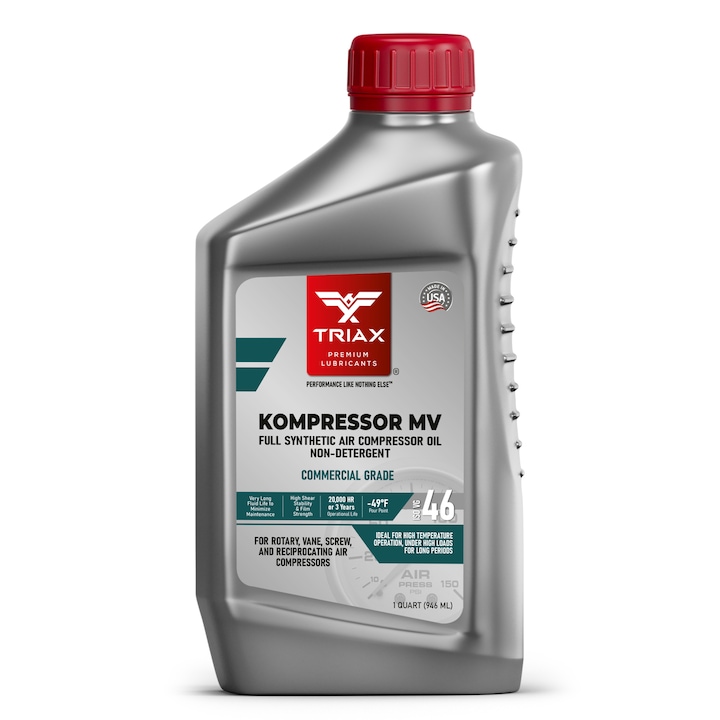 Ulei Full sintetic pentru Compresoare pe Aer, Triax Kompressor MV ISO 46, bidon 946 ml