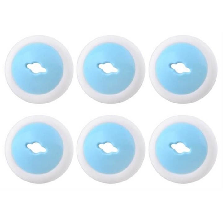 Set 6 protectii pentru prize, OM Market, Plastic, Alb/Albastru