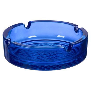 Scrumiera din sticla, Zola®,albastra, model simplu, 10x3 cm Scrumiera din sticla, Zola®,albastra, model simplu, 10x3 cm