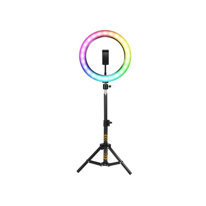 Лампа Andowl, LED, Ring Light, RGB, Q-MG34, 26 см, USB връзка, 9 нива на светлина, 15 RGB цвята, Q-L001 статив