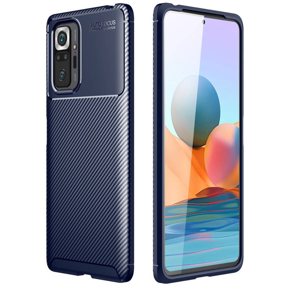 Husa pentru Xiaomi Redmi Note 10 Pro armored carbon fiber blue