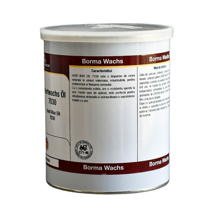 Ulei cu ceara dura pentru mobila, Borma Wachs, Hard Wax Oil 7030, transparent, 750 ml