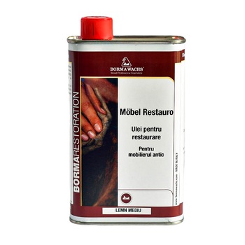 Ulei restaurator pentru mobilier, Borma Wachs, Mobel Restauro, 500ml, culoare lemn mediu Ulei restaurator pentru mobilier, Borma Wachs, Mobel Restauro, 500ml, culoare lemn mediu