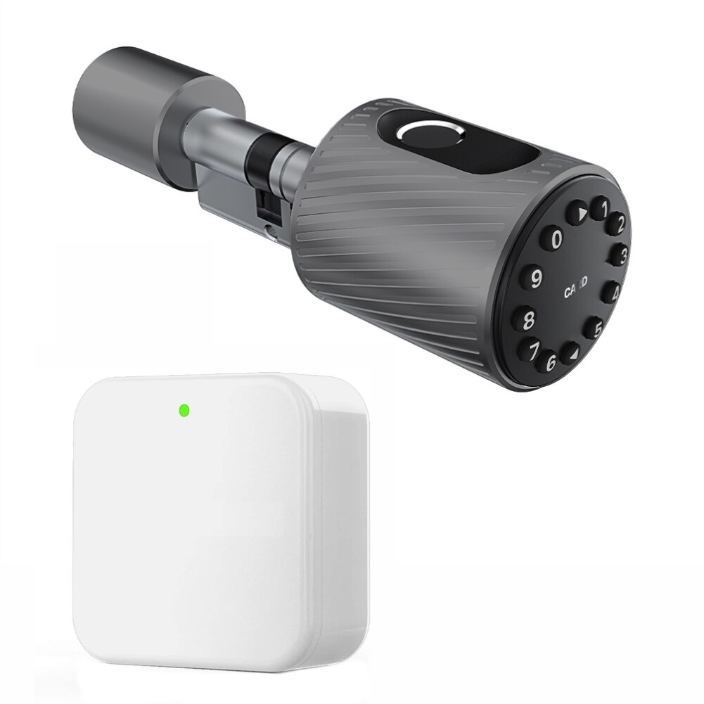 Kit Incuietoare Cilindrul Inteligent AMA C10 Smart 60mm Negru si Adaptor Wifi G2, aplicatie iOS, Android, pentru controlul de la distanta al cilindrului