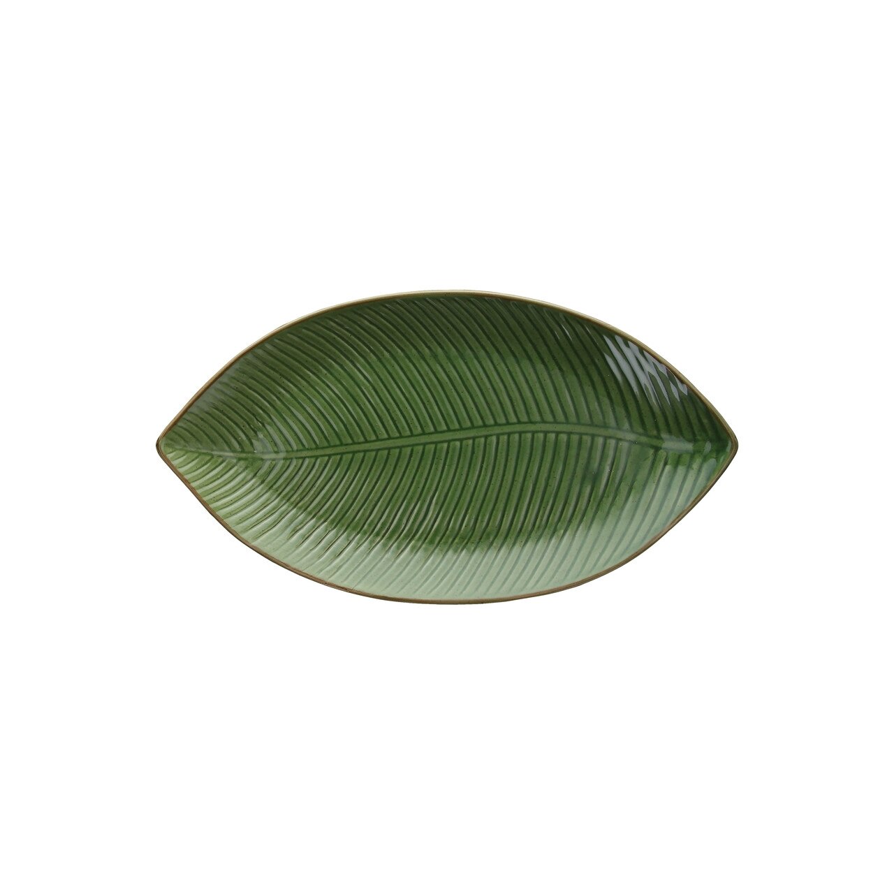 Platou servire, Leaf Shaped, Tognana, 34x18x3 cm, ceramica glazurata, verde