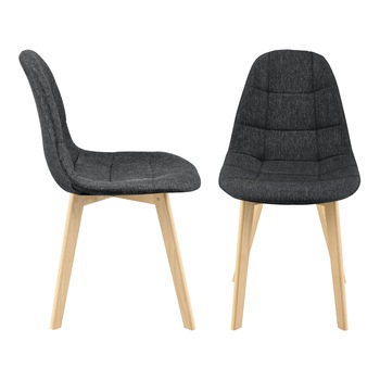 Set doua scaune bucatarie Kopparberg F, en.casa, 86 x 53 x 47 cm, poliester/fag, negru, fara cotiere Set doua scaune bucatarie Kopparberg F, en.casa, 86 x 53 x 47 cm, poliester/fag, negru, fara cotiere