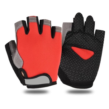 Manusi scurte ciclism, CRT Huwai, Premium Bike, Barbati, Rosu-Negru Manusi scurte ciclism, CRT Huwai, Premium Bike, Barbati, Rosu-Negru