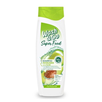 Sampon pentru par rebel Wash&Go Super Food cu avocado, 400 ml Sampon pentru par rebel Wash&Go Super Food cu avocado, 400 ml