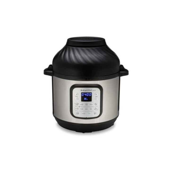 Multicooker si friteuza cu aer cald, 2 in 1, Instant Pot Duo Crisp 8, 1500W, 11 programe presetate, Capacitate 7.6 litri, Capac detasabil, Inox/Negru