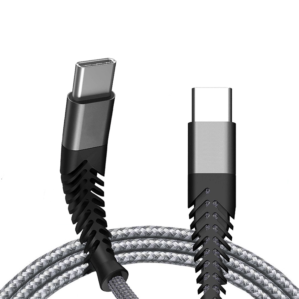 Cablu de incarcare si transfer de date, lungime 2m, EVTrend® Premium, USB-C, incarcare rapida, pentru telefon / tableta Android sau laptop, 2 conectori USB-C, Fast-Charge, Gri