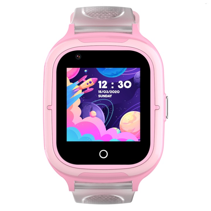 Wonlex KT23T-P gyermek okosóra, 1.4" színes kijelző, 4.4 Android, Nano SIM, Videohívás, Lépésszámláló, GPS helymeghatározás, mikrofon, SOS funkció, szülői felügyelet, rózsaszín