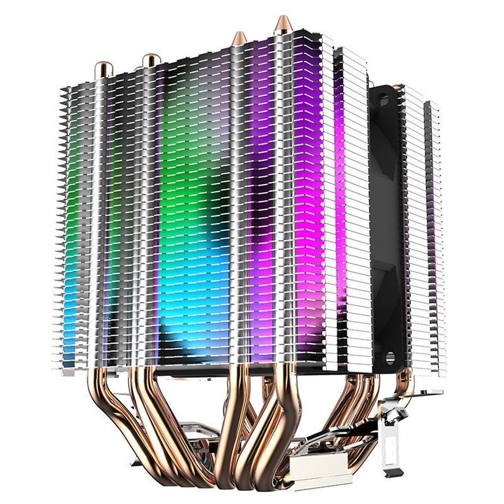 Cooler pentru procesor darkFlash L6, RGB, Activ, Radiator si ventilator, Silver
