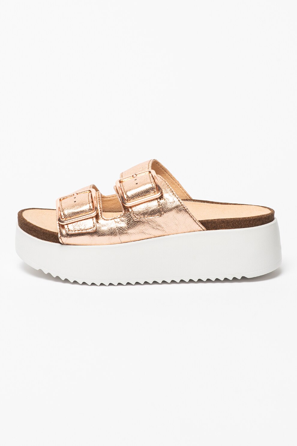 Clarks, Papuci de piele Botanic Slide, auriu rose, 39