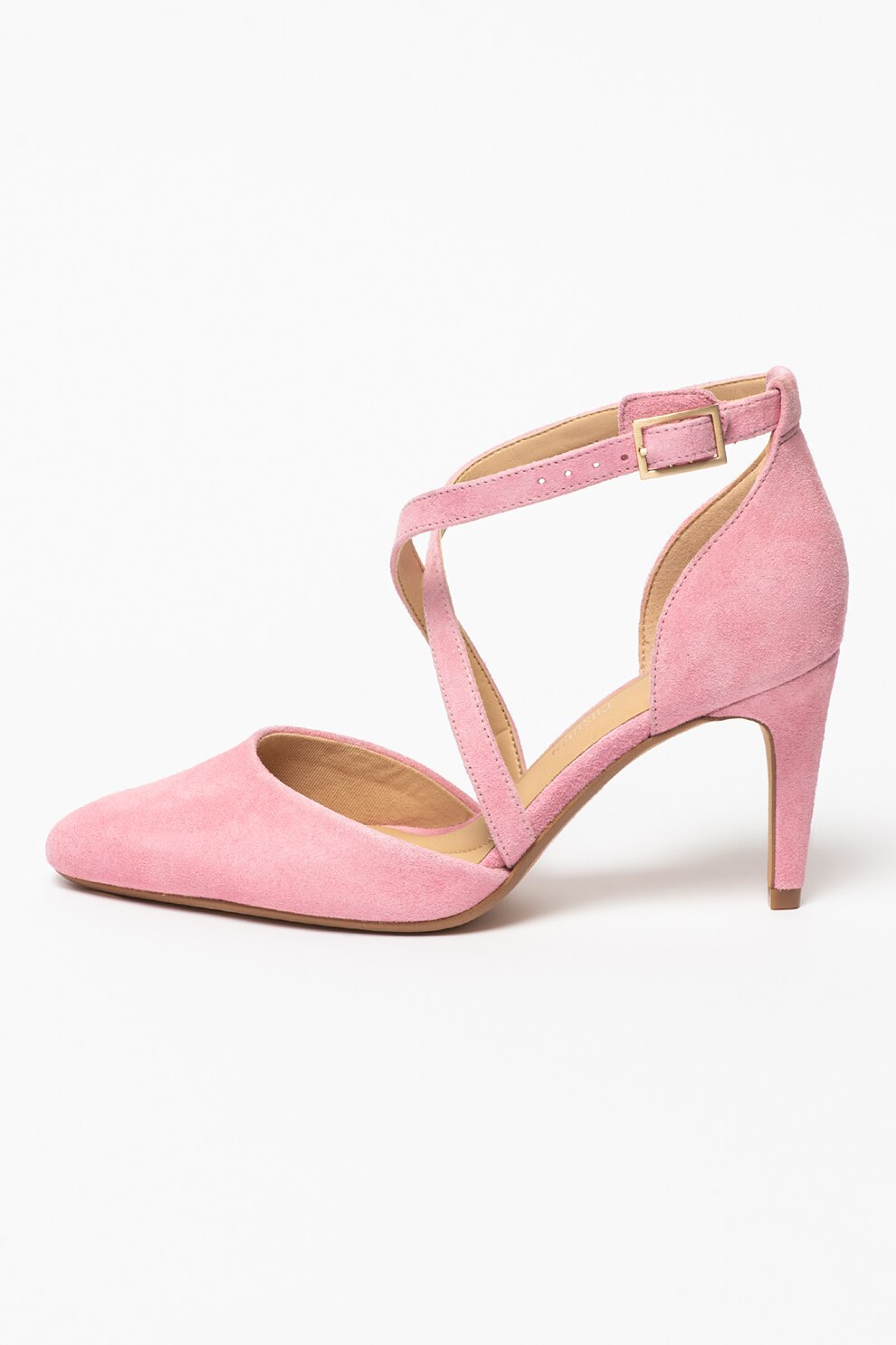 Clarks, Pantofi de piele intoarsa cu barete incrucisate Laina, Roz