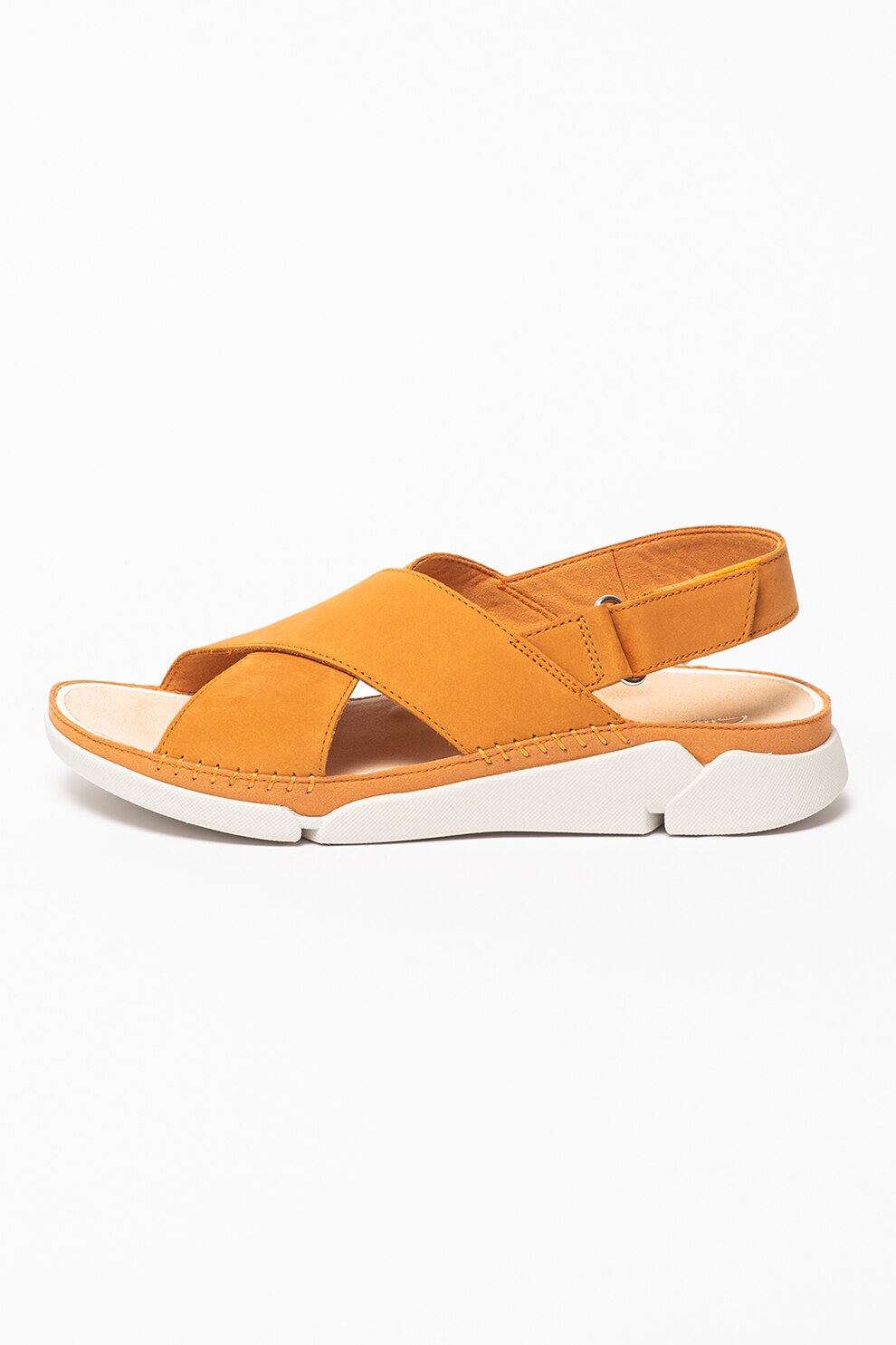 Clarks, Sandale de piele nabuc cu insertii din material textil Tri Alexia, Oranj