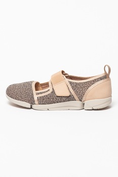 Clarks, Pantofi sport cu velcro si insertii de piele intoarsa Tri Amelia, Roz prafuit Clarks, Pantofi sport cu velcro si insertii de piele intoarsa Tri Amelia, Roz prafuit