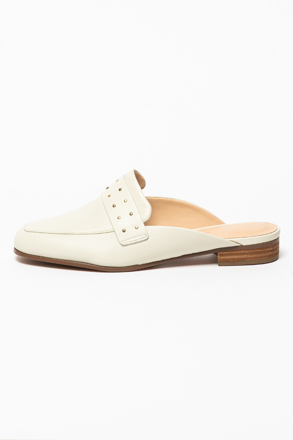 Clarks, Saboti de piele Pure Mule, Alb prafuit
