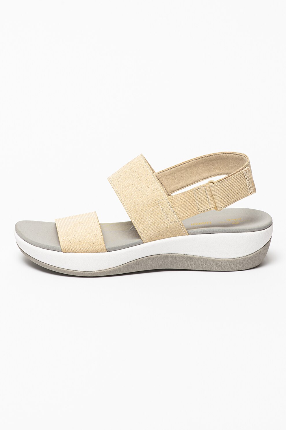 Clarks, Sandale wedge din material textil Arla Jacory, Auriu deschis