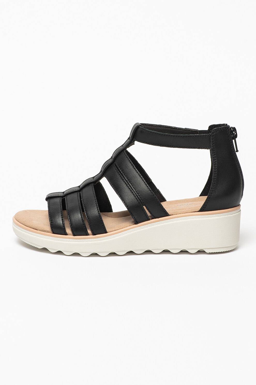Clarks, Sandale wedge de piele Jillian, Negru