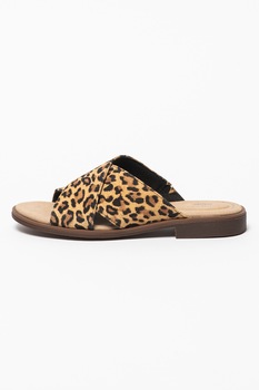 Clarks, Papuci de piele intoarsa cu animal print Declan, Maro Clarks, Papuci de piele intoarsa cu animal print Declan, Maro