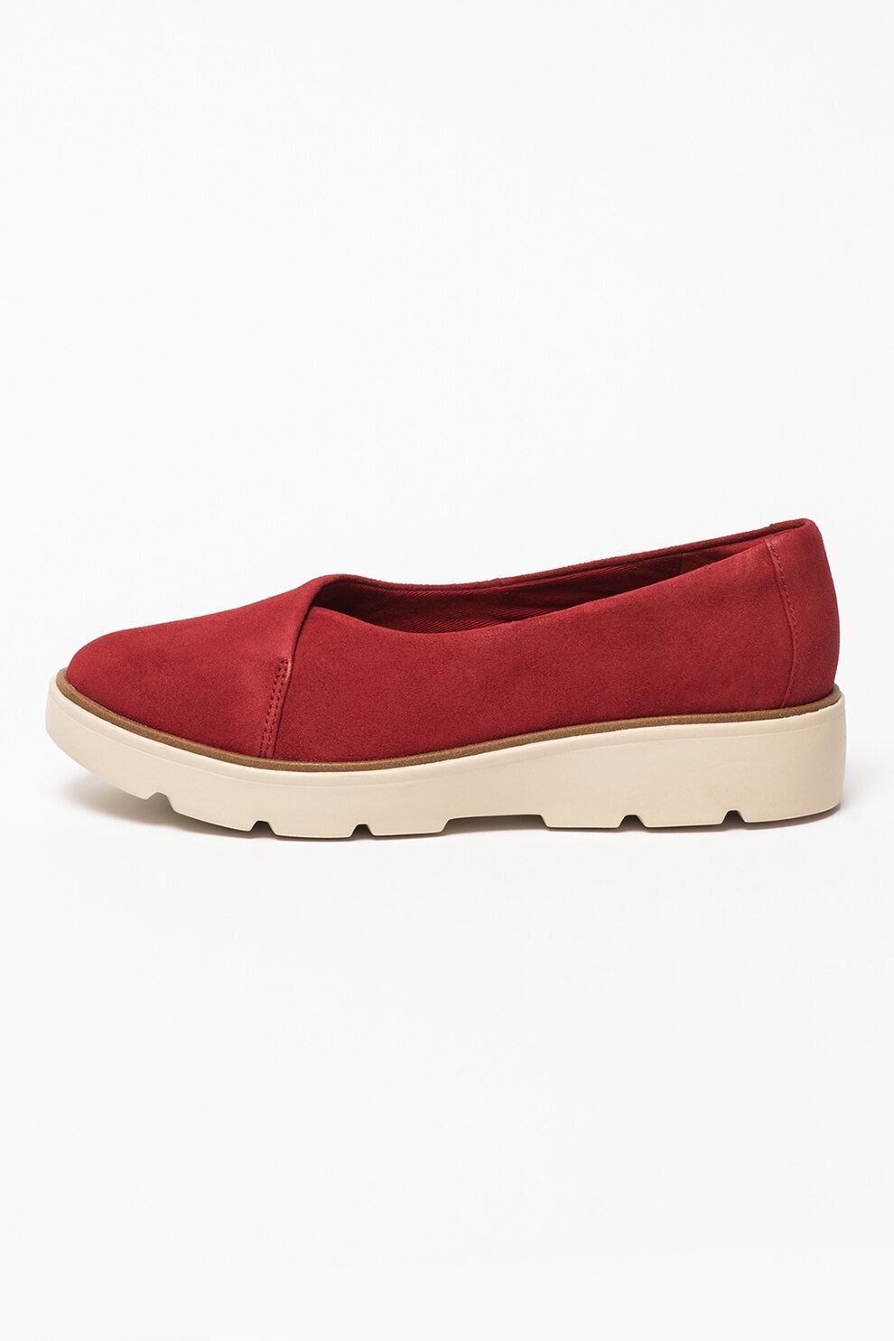 Clarks, Pantofi de piele intoarsa cu talpa wedge Balsa, Rosu, 37