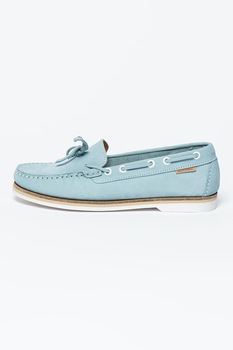 Marc O'Polo, Pantofi loafer din piele nabuc cu cusaturi contrastante, Albastru pastel Marc O'Polo, Pantofi loafer din piele nabuc cu cusaturi contrastante, Albastru pastel