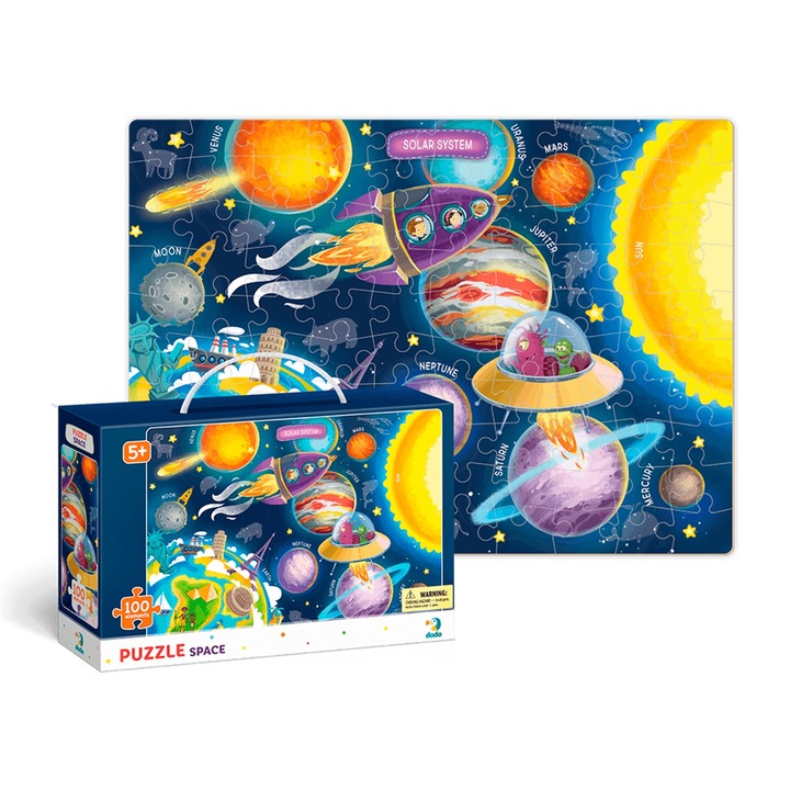Puzzle, Dodo, spatiu cosmic, 100 piese, Multicolor