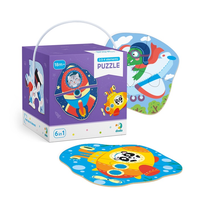 Puzzle 6in1, 2−3−4 piese, Transport, Dodo