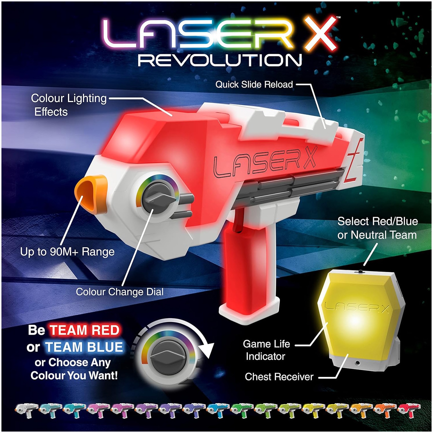Set arme de jucarie pentru doua persoane, Laser X, Evolution, 90