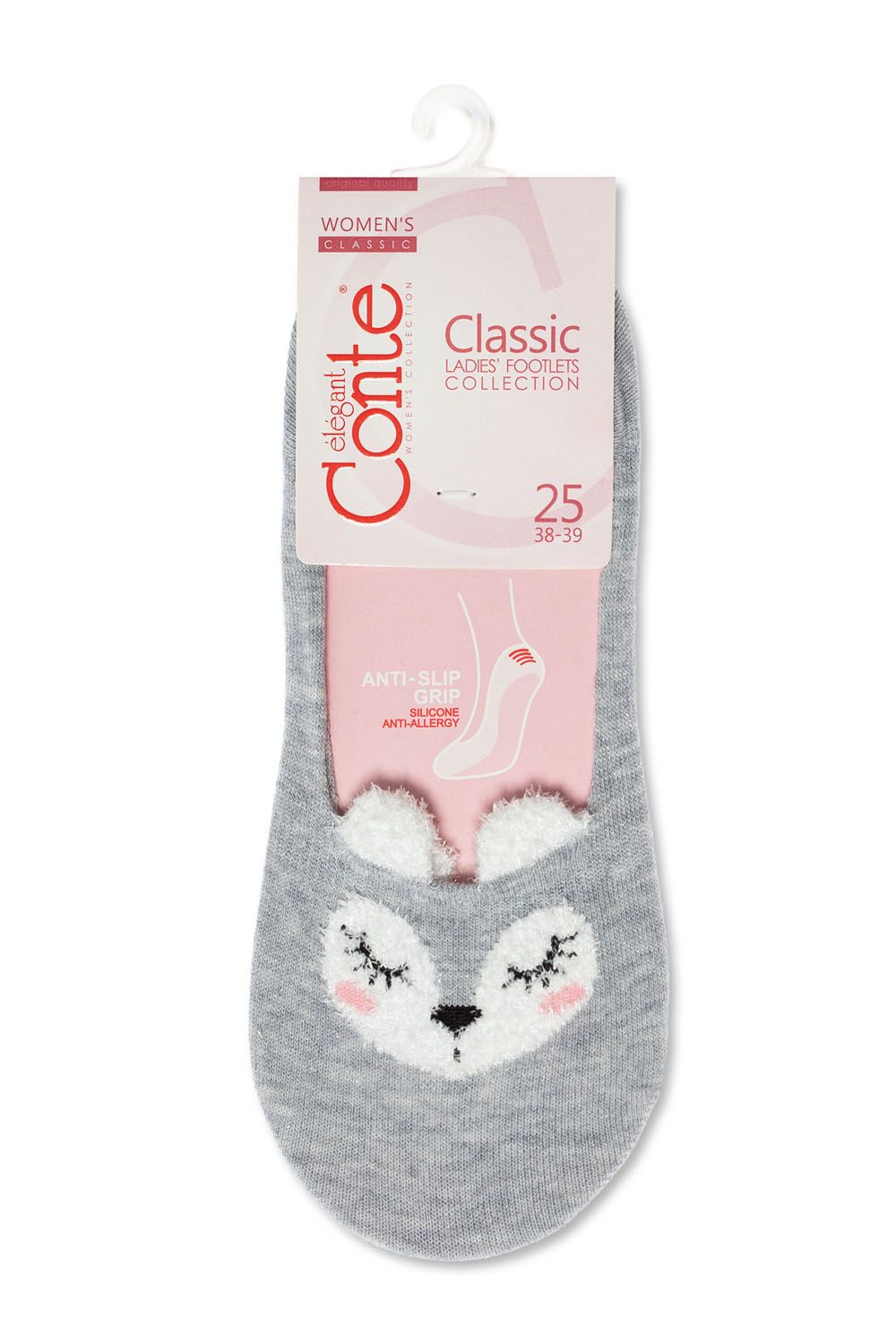 Talpici subtiri din bumbac cu model si lurex, Conte Classic 240, Gri, 38-39