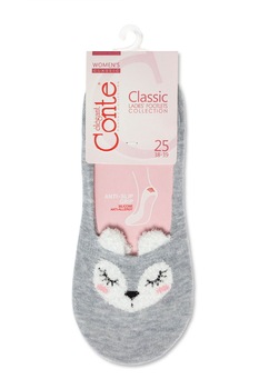 Talpici subtiri din bumbac cu model si lurex, Conte Classic 240, Gri, 38-39 Talpici subtiri din bumbac cu model si lurex, Conte Classic 240, Gri, 38-39