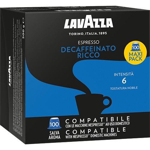 Capsule cafea Lavazza Decaffeinato Rico, compatibile Nespresso, 100 capsule