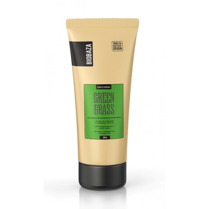 Душ гел и шампоан за мъже Biobaza, 2in1 Green Grass lemongrass, 220 мл