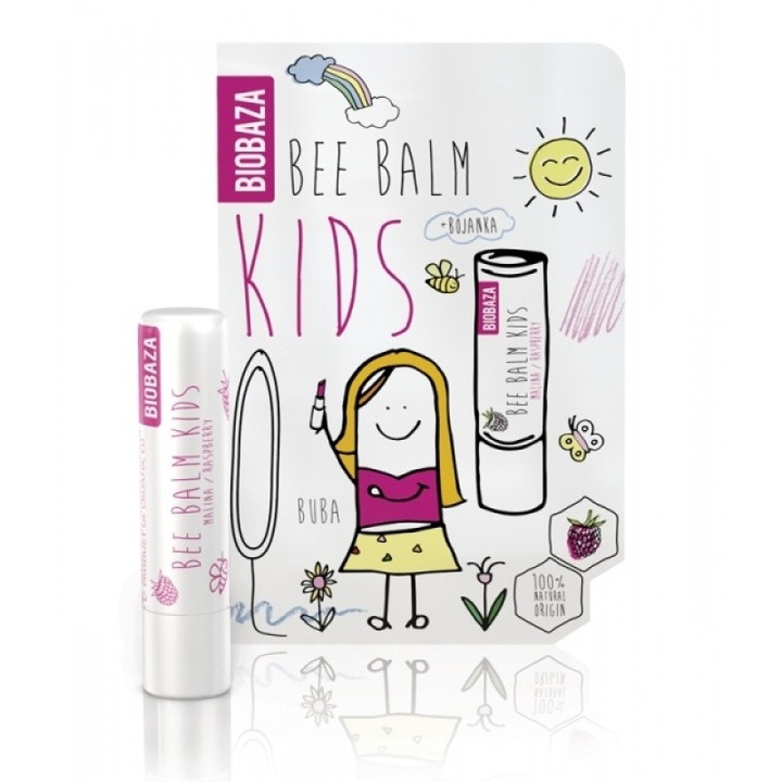 Balsam de buze Biobaza, pentru copii cu zmeura, 4.5 gr