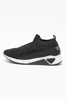 Diesel, Pantofi sport slip-on cu logo in relief S-Kb, Negru/Gri Diesel, Pantofi sport slip-on cu logo in relief S-Kb, Negru/Gri