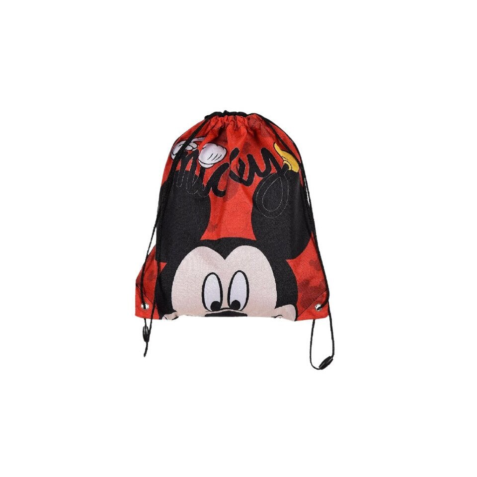 Sac poliester, Mickey Mouse, rosu cu negru, 38 X 29 CM